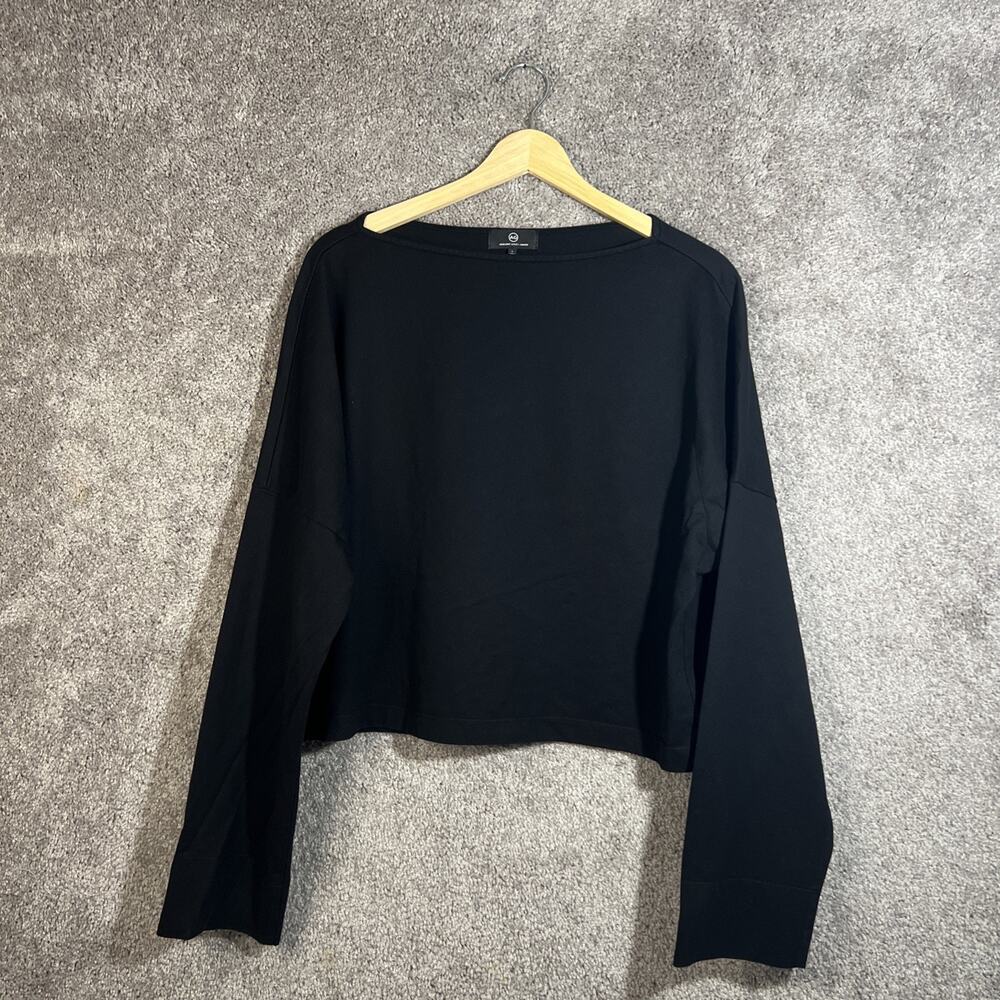 AG Adriano Goldschmied Womens Small Black Boat Neck Long Sleeve Cotton Top